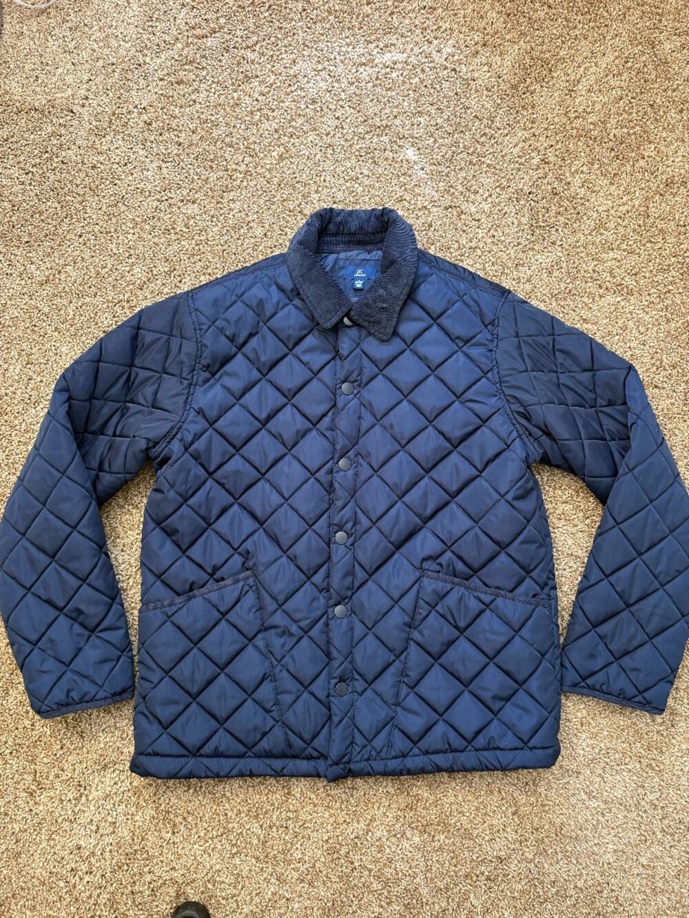 George Quilted Blue Jacket Cordurnoy Collar Vintage Mens Size Large